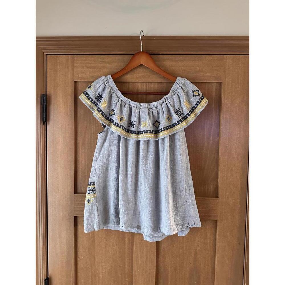 Easel Embroidered Off The Shoulder Ruffle Sleeveless Blouse Top Women’s Medium - Picture 6 of 11
